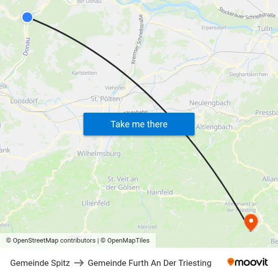 Gemeinde Spitz to Gemeinde Furth An Der Triesting map
