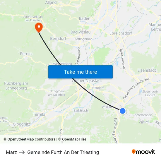 Marz to Gemeinde Furth An Der Triesting map