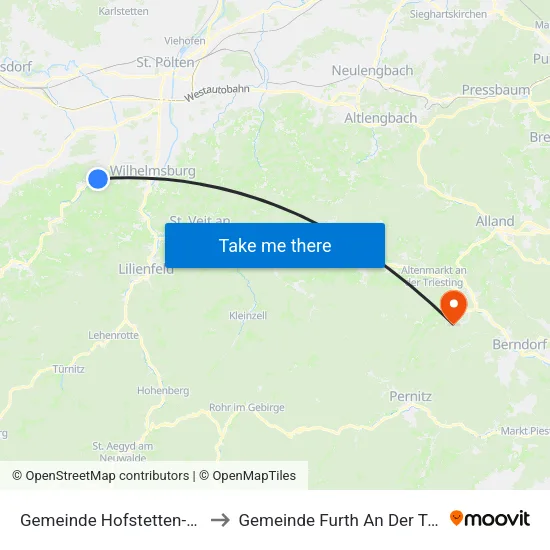 Gemeinde Hofstetten-Grünau to Gemeinde Furth An Der Triesting map