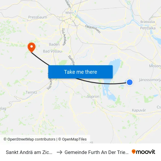 Sankt Andrä am Zicksee to Gemeinde Furth An Der Triesting map