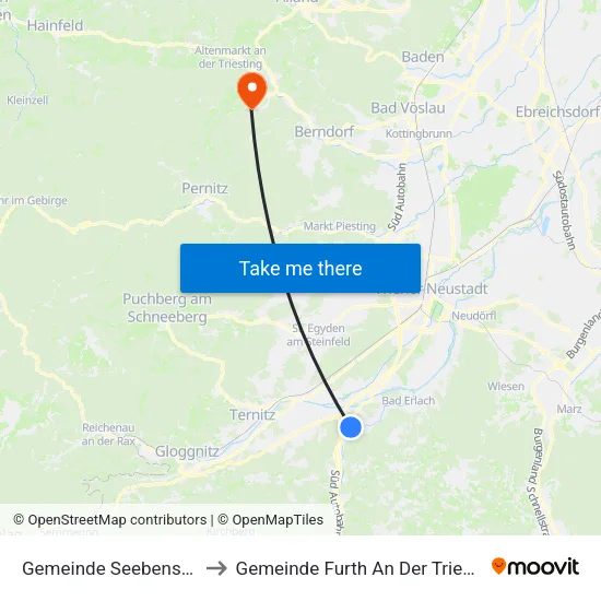 Gemeinde Seebenstein to Gemeinde Furth An Der Triesting map