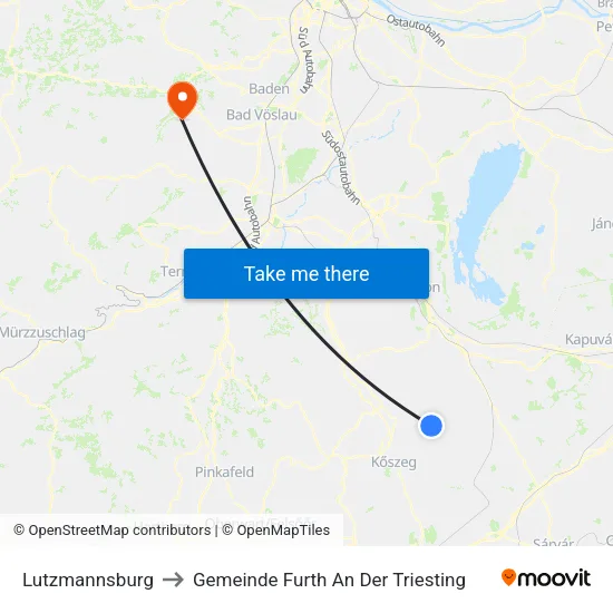 Lutzmannsburg to Gemeinde Furth An Der Triesting map