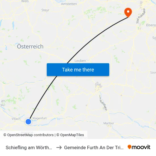 Schiefling am Wörthersee to Gemeinde Furth An Der Triesting map