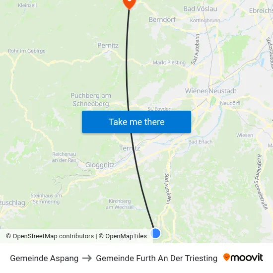 Gemeinde Aspang to Gemeinde Furth An Der Triesting map