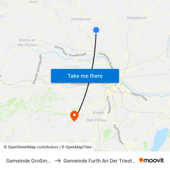 Gemeinde Großmugl to Gemeinde Furth An Der Triesting map