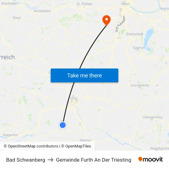 Bad Schwanberg to Gemeinde Furth An Der Triesting map