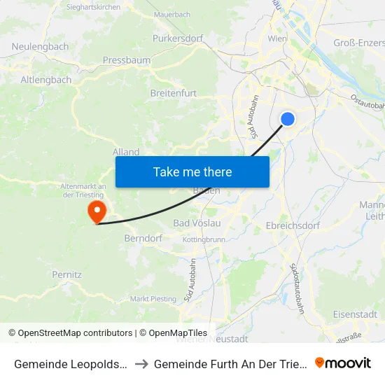 Gemeinde Leopoldsdorf to Gemeinde Furth An Der Triesting map