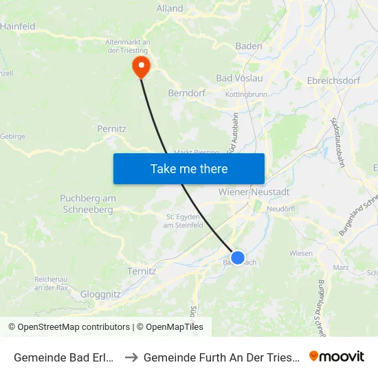 Gemeinde Bad Erlach to Gemeinde Furth An Der Triesting map