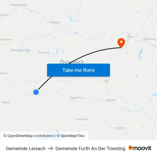Gemeinde Leisach to Gemeinde Furth An Der Triesting map