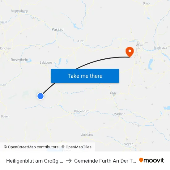 Heiligenblut am Großglockner to Gemeinde Furth An Der Triesting map