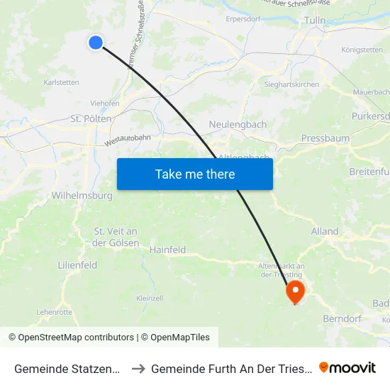 Gemeinde Statzendorf to Gemeinde Furth An Der Triesting map