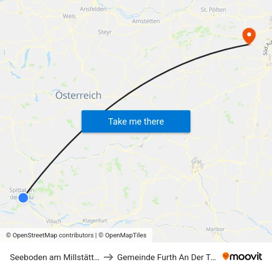 Seeboden am Millstätter See to Gemeinde Furth An Der Triesting map