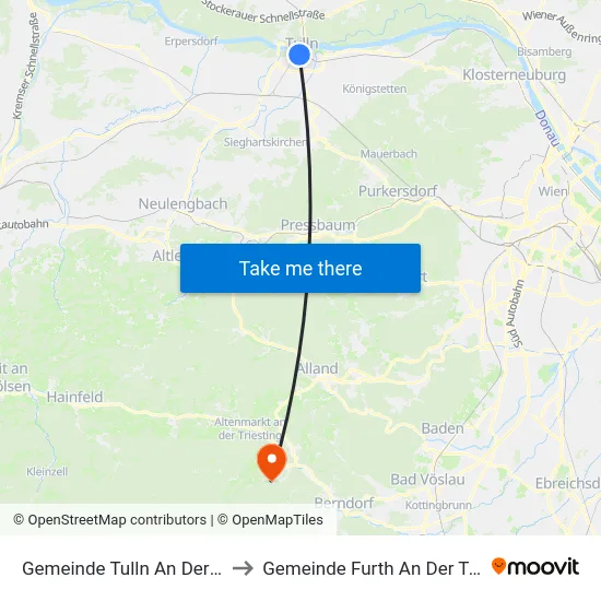 Gemeinde Tulln An Der Donau to Gemeinde Furth An Der Triesting map