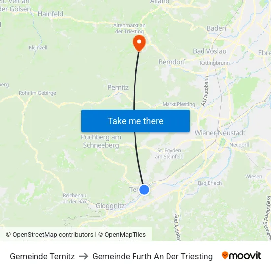 Gemeinde Ternitz to Gemeinde Furth An Der Triesting map