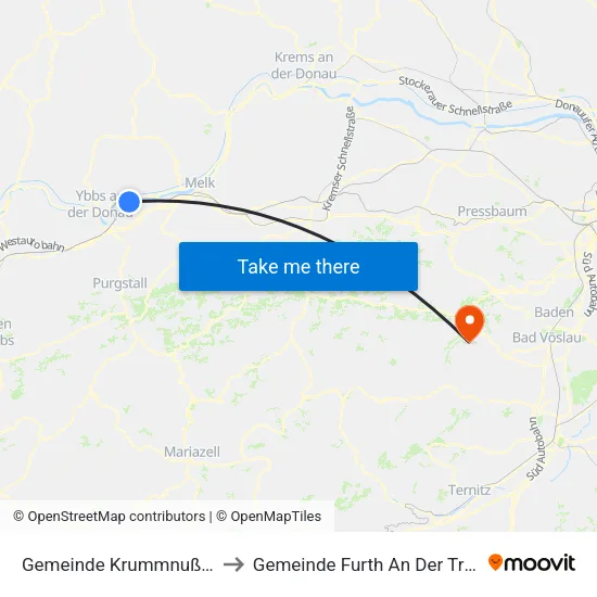 Gemeinde Krummnußbaum to Gemeinde Furth An Der Triesting map