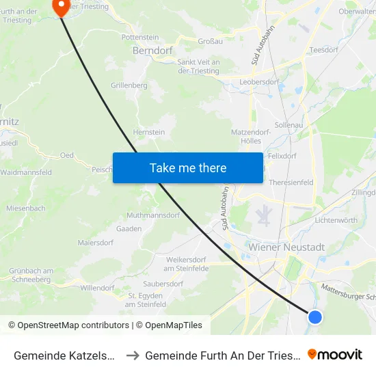 Gemeinde Katzelsdorf to Gemeinde Furth An Der Triesting map