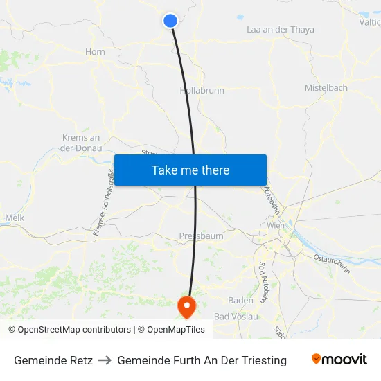 Gemeinde Retz to Gemeinde Furth An Der Triesting map