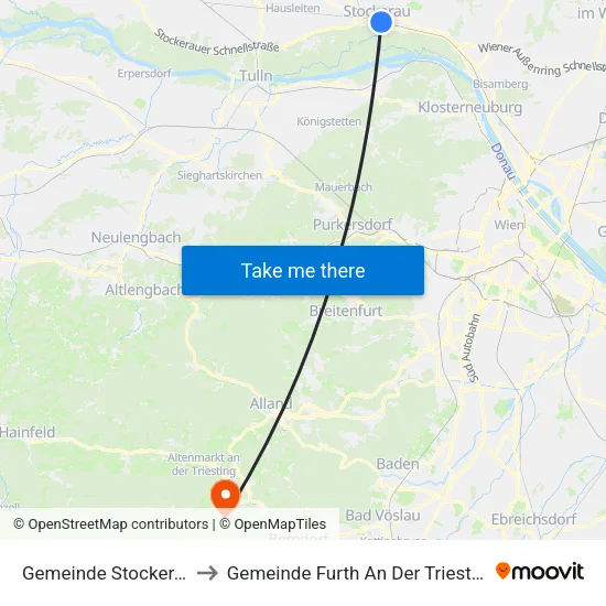 Gemeinde Stockerau to Gemeinde Furth An Der Triesting map