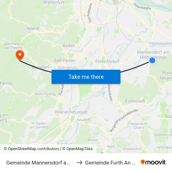 Gemeinde Mannersdorf am Leithagebirge to Gemeinde Furth An Der Triesting map