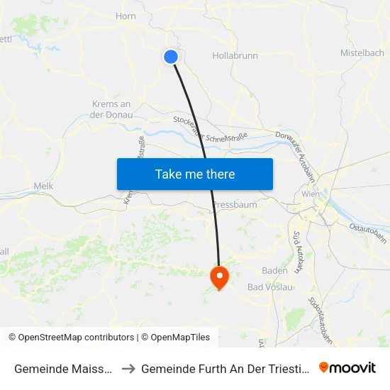 Gemeinde Maissau to Gemeinde Furth An Der Triesting map