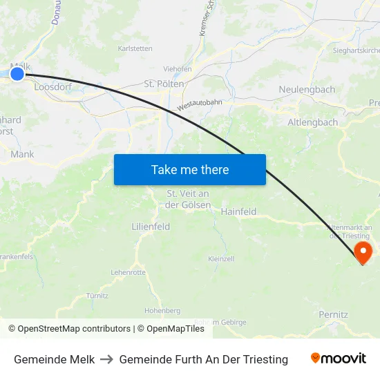 Gemeinde Melk to Gemeinde Furth An Der Triesting map