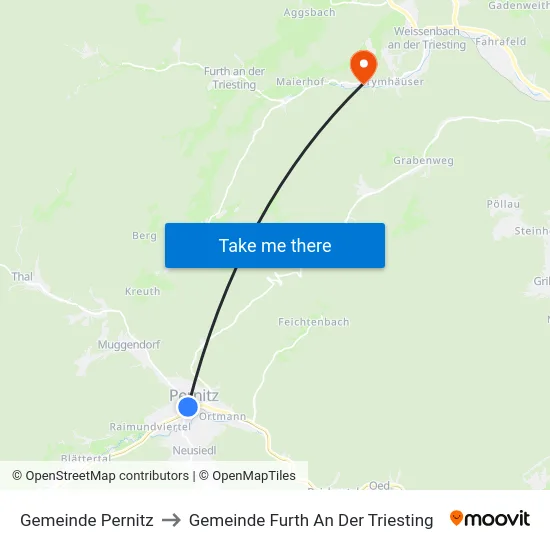 Gemeinde Pernitz to Gemeinde Furth An Der Triesting map