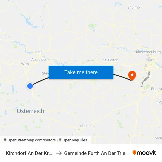 Kirchdorf An Der Krems to Gemeinde Furth An Der Triesting map