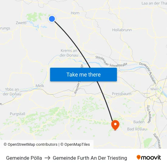 Gemeinde Pölla to Gemeinde Furth An Der Triesting map