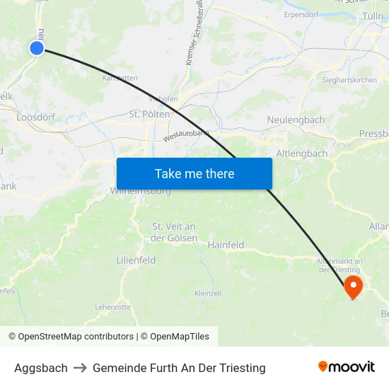 Aggsbach to Gemeinde Furth An Der Triesting map