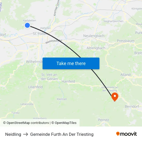 Neidling to Gemeinde Furth An Der Triesting map