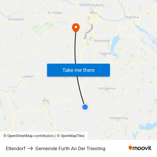 Eltendorf to Gemeinde Furth An Der Triesting map