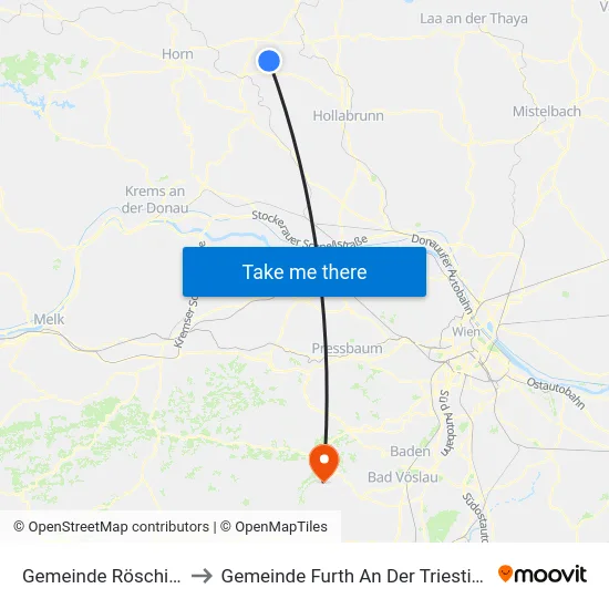 Gemeinde Röschitz to Gemeinde Furth An Der Triesting map