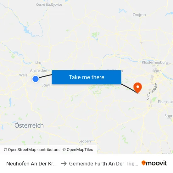 Neuhofen An Der Krems to Gemeinde Furth An Der Triesting map