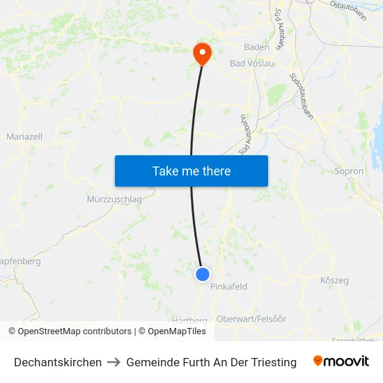 Dechantskirchen to Gemeinde Furth An Der Triesting map