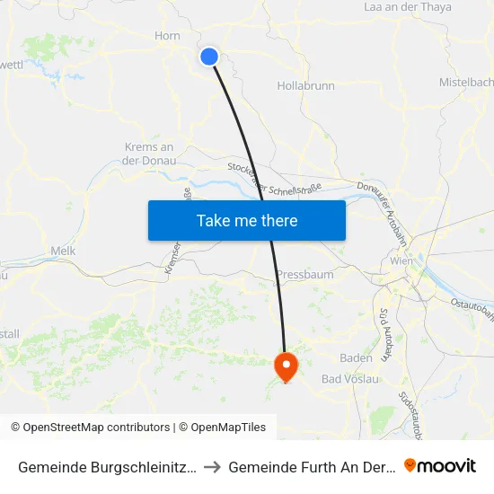 Gemeinde Burgschleinitz-Kühnring to Gemeinde Furth An Der Triesting map