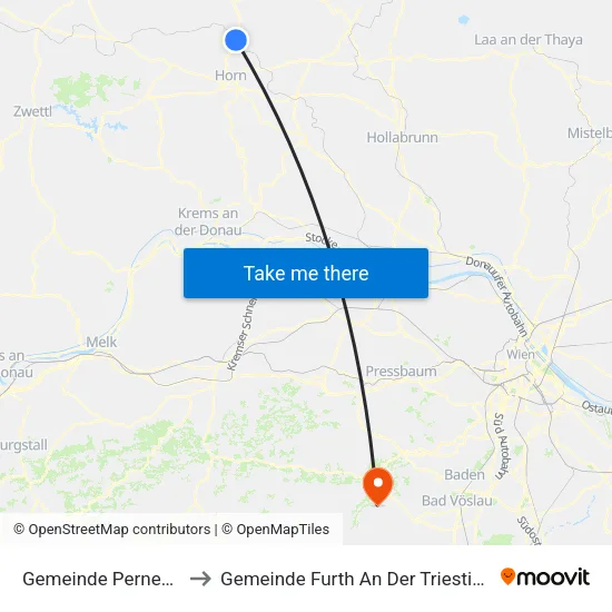 Gemeinde Pernegg to Gemeinde Furth An Der Triesting map
