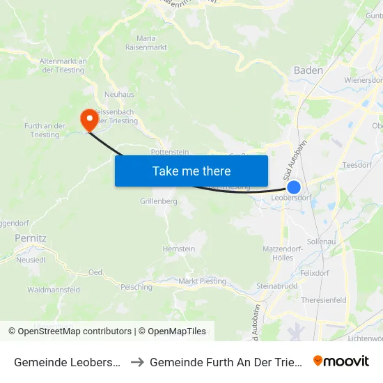 Gemeinde Leobersdorf to Gemeinde Furth An Der Triesting map