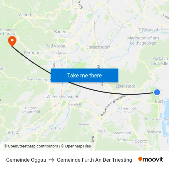 Gemeinde Oggau to Gemeinde Furth An Der Triesting map