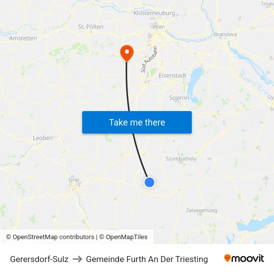 Gerersdorf-Sulz to Gemeinde Furth An Der Triesting map