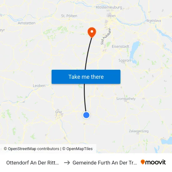 Ottendorf An Der Rittschein to Gemeinde Furth An Der Triesting map