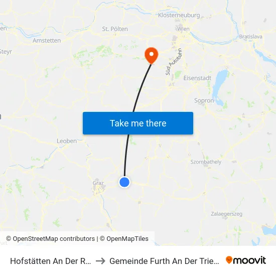Hofstätten An Der Raab to Gemeinde Furth An Der Triesting map