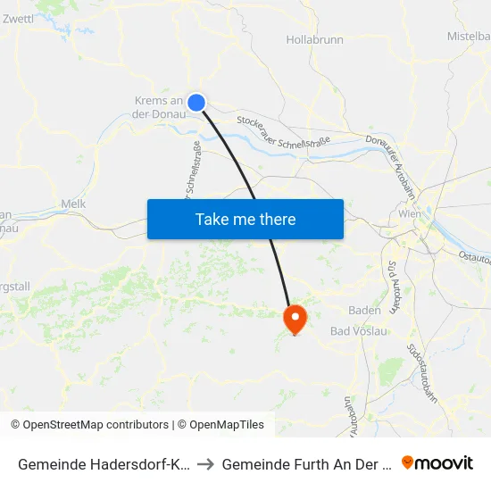 Gemeinde Hadersdorf-Kammern to Gemeinde Furth An Der Triesting map