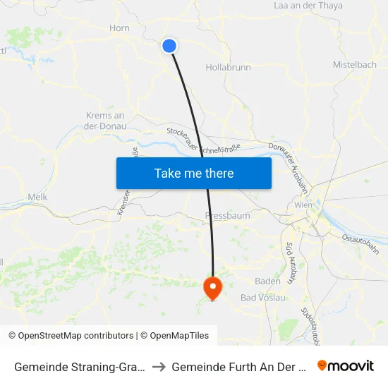 Gemeinde Straning-Grafenberg to Gemeinde Furth An Der Triesting map