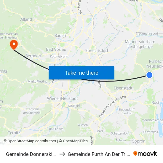 Gemeinde Donnerskirchen to Gemeinde Furth An Der Triesting map