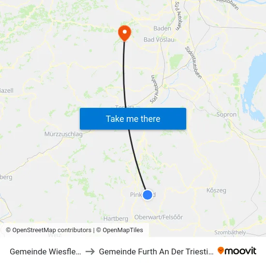 Gemeinde Wiesfleck to Gemeinde Furth An Der Triesting map