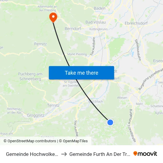 Gemeinde Hochwolkersdorf to Gemeinde Furth An Der Triesting map