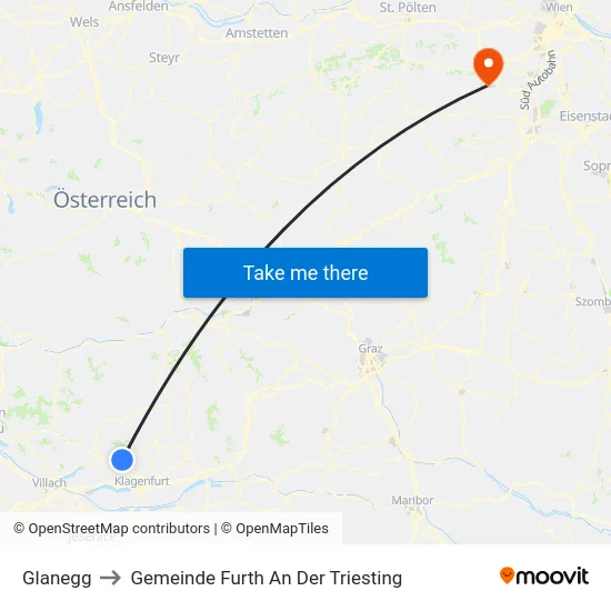 Glanegg to Gemeinde Furth An Der Triesting map