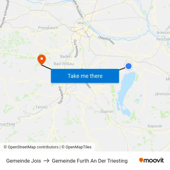 Gemeinde Jois to Gemeinde Furth An Der Triesting map