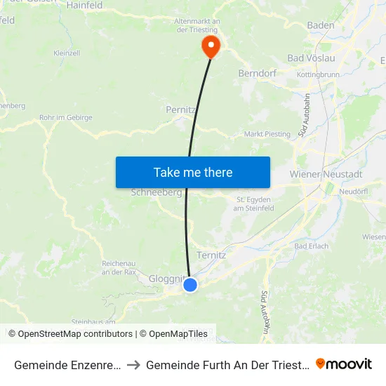 Gemeinde Enzenreith to Gemeinde Furth An Der Triesting map