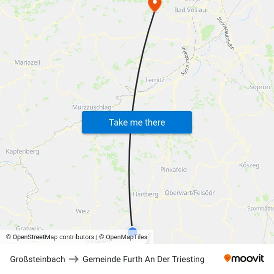 Großsteinbach to Gemeinde Furth An Der Triesting map